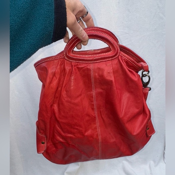Latico Red Leather Tote Crossbody Bag | Dual Handle | Boho Satchel - Picture 2 of 7